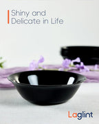 25OZ Cereal Soup Bowl Set of 4, Opal Glass 7.5 inch Black Bowls for Ramen, Noodle, Salad, Fruit, Dishwasher and Microwave Safe