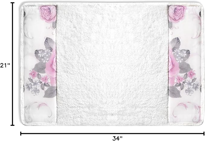 Zahari Home Michelle Bathroom Rug Luxury Bath Rug Washable Beautiful Shower Mat Unique Design Stylish Non Slip Shower Mat Floral Rug Bath Shower Tub Decor