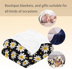 White Daisy Flowers Blanket - Soft Lightweight Cozy Floral Flannel Throw Blanket for Adults Kids Women Girls, Warm Fuzzy Blankets for Couch, Bed, Travel, Outdoor Use, Home Decor 80×60 in