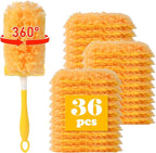 36 Pack Dusters Refill Compatible with Swiffer Dusters for Cleaning, with 1 Handle, Multisurface 360° Dusters with 4X Microfibers, Disposable Heavy Duty Duster Refills, Helps Remove Allergens