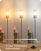 EDISHINE LED Floor Lamp for Living Room, 63.7in Modern Standing Lamp with 9W LED Bulb, 3 Color Temperature, Minimalist Floor Lamp for Bedroom, Office, Nursery, Foot Pedal Switch, Brown