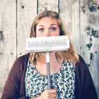 Floor Scrub Brush and Grout Brush Set with Long Handle, Heavy Duty Grout Cleaner Brush with Stiff Bristle for Tile, Corner, Carpet, Garage, Deck, Shower Floor (2 Pack Brush Head)