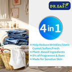 DR.EASY Dryer Sheets Plant Based Formula 252 Ct Fabric Softener sheets for Laundry Free & Clear Essential Oil Scented No Artificial Fragrances No Dyes Reduce Static & Wrinkles Help Repel Pet Hair