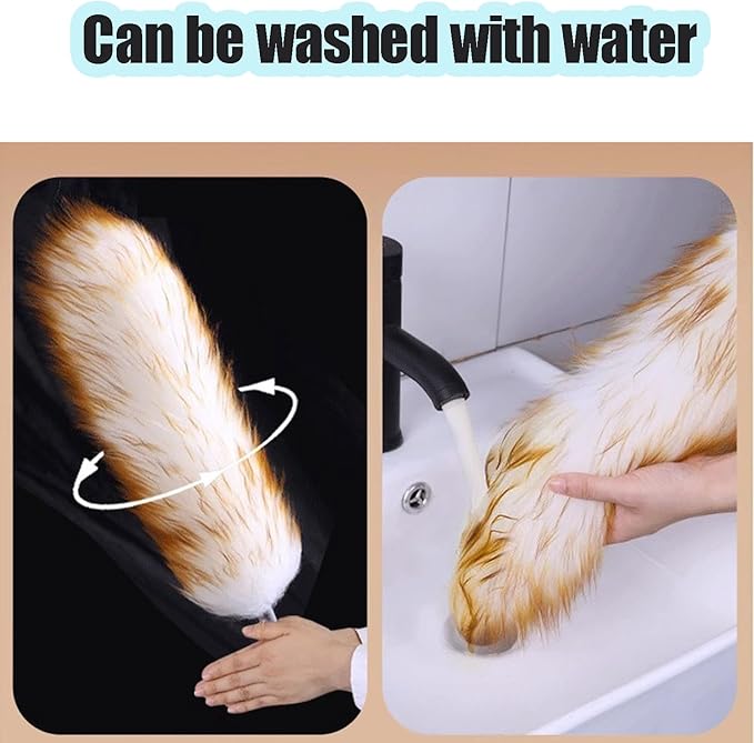 Lambswool Feather Duster with Extension Pole up to 85inch,Extendable Feather Duster Used for Cleaning High Ceiling Fan, High Ceilings,Furniture,Hard to Reach Areas