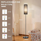 FRIDEKO HOME Floor Lamp with Black Shade, Dimmable Colors Temperature & Brightness, Floor Lamps for Bedroom Living Room, Tall Standing Lamp for Halloween Home Corner Decor, 9W Smart Bulb, Foot Switch