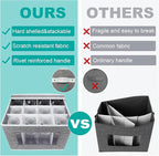 homyfort 2 Pack Stemware Storage Cases, Wine Glass Storage Box with Dividers, China Crystal Glass Storage Containers Organizer for 24 Glassware Moving and Protection (Grey)