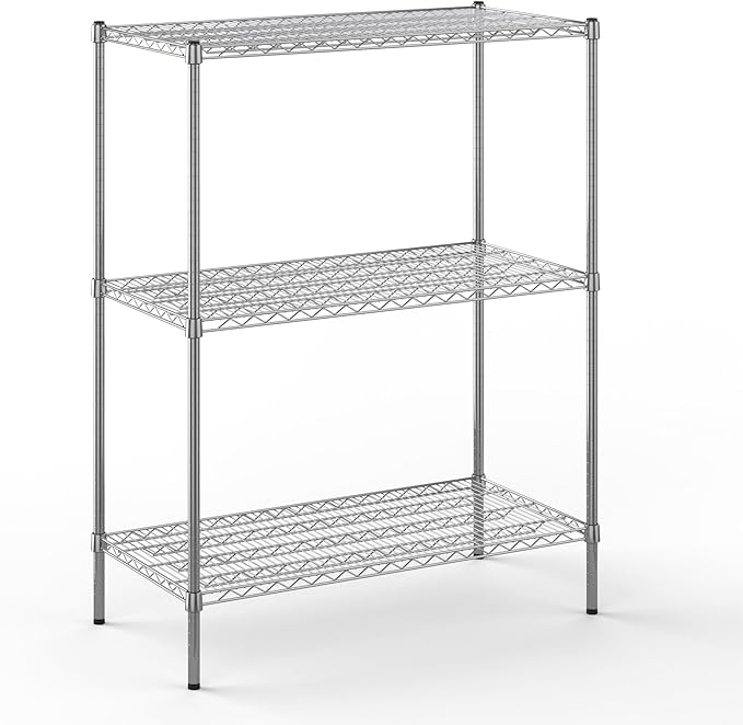 21" Deep x 42" Wide x 54" Height Wire Shelving Kit | 3-Tier | NSF Commercial Storage Rack Unit