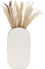 Sagebrook Home Boho Ceramic Vase - Embossed Arch Stoneware Flower Holder, Minimalist Modern Decor for Home, Office & Bedroom - 11" White