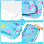 3Pcs Cartoon Sponge Serving Trays Under the Sea Flower Bubble Reusable Serving Dishes for Ocean Birthday Party Sharing Snacks Fruit Dessert, 13 x 10 Inch