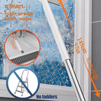 Floor Scrubbing Brush with 57" Adjustable Long Handle,3 in 1 Living Grout Brush with Squeegee,V-Shape Stiff Brush Bristle,Heavy Duty Bathroom Cleaning Brush for Tile,Deck,Patio,Wall,Garage,Kitchen,Blu