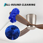 DRQ Ceiling Fan Cleaner Duster, 2 Pack Reusable Microfiber Duster with Extension Pole, 13 to 50 Inch Fan Blade Cleaner, Removable Dusters for Cleaning Walls Bookshelves Door Window Top (Dark Blue)