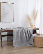 100% Cotton Muslin Throw Blanket for Bed, Couch, Small, Decorative, Soft, Pre-Washed, Breathable and Lightweight Gauze Blanket with Tassels, Suitable for All Seasons, Light Grey, 50"x60"