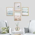 SIGNWIN Poster Bathroom Decor 8"x10"x 4, Wall Art Room Decor Multicolor for Living Room, Bedroom, Office White Nautical Ocean Sea Beach Grass Seagull Landscape Nature Wilderness Realism Landscape