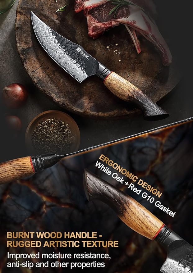 XINZUO 5.9 Inch Viking Knife With Ergonomic Wood Handle,Hand Forged High Carbon Steel Boning Knives For Kitchen Meat Cutting