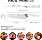 MAD SHARK Chef Knife 8 inch Kitchen Knife High Carbon Stainless Steel Sharp Chef's Knives with Ergonomic Handle, Cooking Knife with Gift Box, Birthday Gifts for Mom/Dad(White)