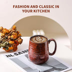 Hasense Coffee Mugs Set of 6, 15 Ounce Ceramic Coffee Cups Set with Handle,Porcelain Tea Mug for Kitchen, Red Cup for Tea,Cocoa,Dishwasher and Microwave Safe