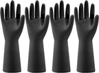 Bamllum 4 Pairs Rubber Kitchen Dishwashing Gloves - Reusable Household Cleaning Gloves for Washing Dishes and Cleaning Tasks, Flexible Long-lasting and Non-Slip (Medium, Black)