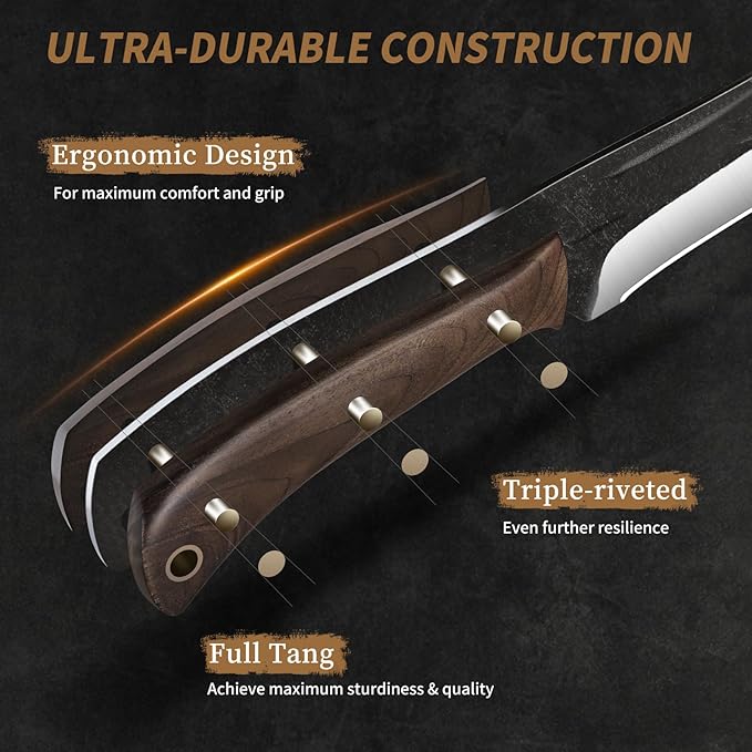 HOSHANHO Butcher Knife Set 3-Piece, Super Sharp Hand Forged Fillet Knife & Dividing Knives & Paring Knives Set, Upgraded High Carbon Stainless Steel Meat Cutting for Home, Outdoor