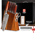 YARENH Kitchen Knife Set with Block, 8 Piece, Sharp Professional Chef Knife, 73 Layers Damascus High Carbon Stainless Steel, Full Tang Sandalwood Handle, Gift Box