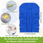 Zubebe 6 Pcs Duster Refill Reusable Fleece Duster Refills Feather Flat Dusters Multi Surface Washable Cleaning Pads Tools for Home, Blinds, Car, Pet, Furniture, Fans (Bright Color)