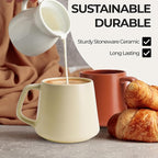 MIAMIO - Coffee Mugs Set of 4 / Large Ceramic Coffee Cups (14 oz) - Mug for Cappuccino, Tea, Espresso - Microwave and Dishwasher Safe - Luxe Collection (Beige Pastel)