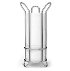 BROOKSTONE, Chrome Toilet Paper Holder, Freestanding Bathroom Tissue Organizer, Minimalistic Storage Solution, Stylish Design [Holds MEGA Rolls]