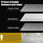 Kitory Damascus Santoku Knife 7", for bigger or larger hands, Kitchen Knife with VG10 67 Layers Super Steel- Black G10 Handle-Gift Box Included, 2024 Gifts For Women and Men