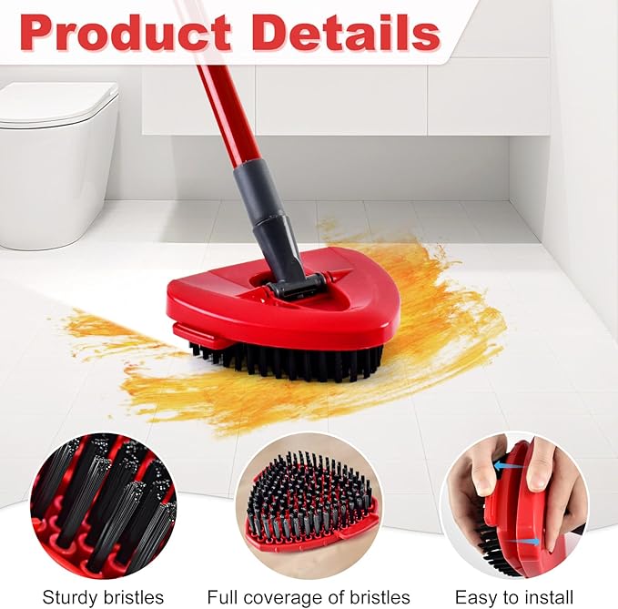 Scrubber Mop Head for Ocedar, Upgrade Scrub Brush for Ocedar, Spin Mop Scrub Brush Head for Ocedar EasyWring 1-Tank, More Bristles Scrub Brush Attachment for Bathroom, Deck, Kitchen Floor Cleaning