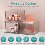 Sorbus Square Clear Stackable Storage Drawers – 4-Pack Plastic Organizer Bins with Handles – Stackable Pull-Out Storage Drawers for Closet, Pantry, Office, Bathroom, Craft, and Toy Organization