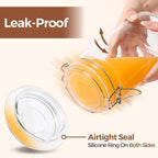 ComSaf Large Glass Jars with Lid 64 oz, Large Mason Jars Set of 3, Glass Canisters with Airtight Lids, Half Gallon Canning Jar with Seal Wire Clip Fastening for Kitchen, Pickle, Flour, Sugar, Cereal