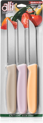 Alfi All-Purpose Knives Aerospace Precision Pointed Tip - Home And Kitchen Supplies - Serrated Steak Knives Set | Made in USA (Ash, Lavender, Loquat)