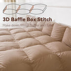SNOWMAN Premium Down Comforter Queen Size, Luxurious Heavyweight Duvet Insert with Cotton Blended Fabric, 46oz Fill Weight 3D Baffle Box Design Hotel Style Bedding Comforter (Khaki, 90"x90")