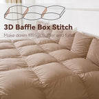SNOWMAN Premium Down Comforter King Size, Luxurious Heavyweight Duvet Insert with Cotton Blended Fabric, 54oz Fill Weight 3D Baffle Box Design Hotel Bedding Comforter (Khaki, 106"x90")