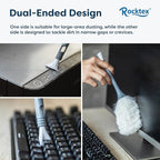 3 Pack Microfiber Delicate Duster & Detail Brush - Dual Ended Duster with Microfiber, Electrostatic and Washable Screen Static Cleaning Tool for Office, Car, Laptop, Screen, Keyboard, TV