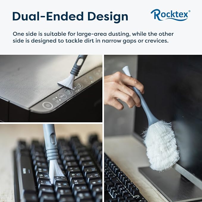 3 Pack Microfiber Delicate Duster & Detail Brush - Dual Ended Duster with Microfiber, Electrostatic and Washable Screen Static Cleaning Tool for Office, Car, Laptop, Screen, Keyboard, TV