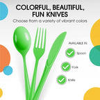 Party Solids Lime Green Plastic Knives 200 Pcs Lime Green Knives Disposable Utensils Heavy Duty Plastic Cutlery Disposable Cutlery Sets Flatware Sets Silverware Set Party Supplies & Party Tableware