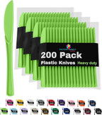 Party Solids Lime Green Plastic Knives 200 Pcs Lime Green Knives Disposable Utensils Heavy Duty Plastic Cutlery Disposable Cutlery Sets Flatware Sets Silverware Set Party Supplies & Party Tableware