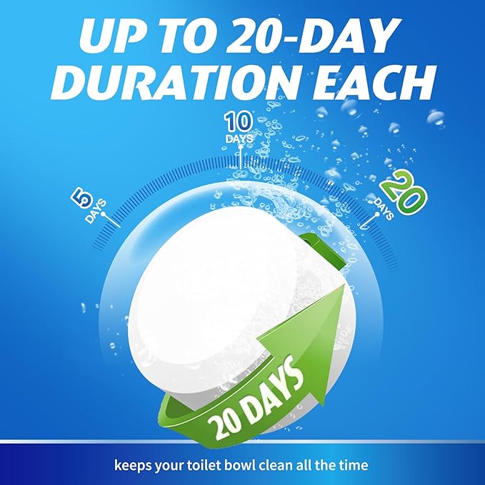 Toilet Bowl Cleaner Tablets - 40 PCS Automatic Bleach Toilet Cleaner Tablets, Slow-Releasing Deodorizing & Descaling, Powerful Bathroom Tank Cleaner