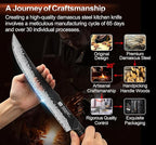 XINZUO 10 Inch Brisket Carving Knife，67-Layer Damascus Steel，Razor Sharp Curved Butcher Breaking Knives For Meat Cutting With White Oak + Red G10 Gasket Handle