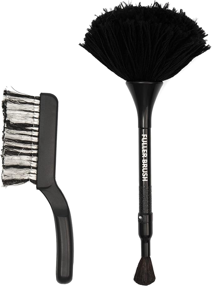 Fuller Brush Electronics Dusting Brush Set – for Laptop, Screen, Keyboard, TV, Phone, Vehicle Dash – Dual-Ended Duster with Microfiber and Goat Hair – Mini Bench Brush Duster with Polystatic Fibers