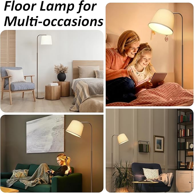 AKASUKI Floor Lamp for Living Room with 3 Color Temperatures, Foot Switch Standing Lamps for Living Room, Bedroom, Office, Arc Mordern Floor Lamp with 9W LED Bulb Included