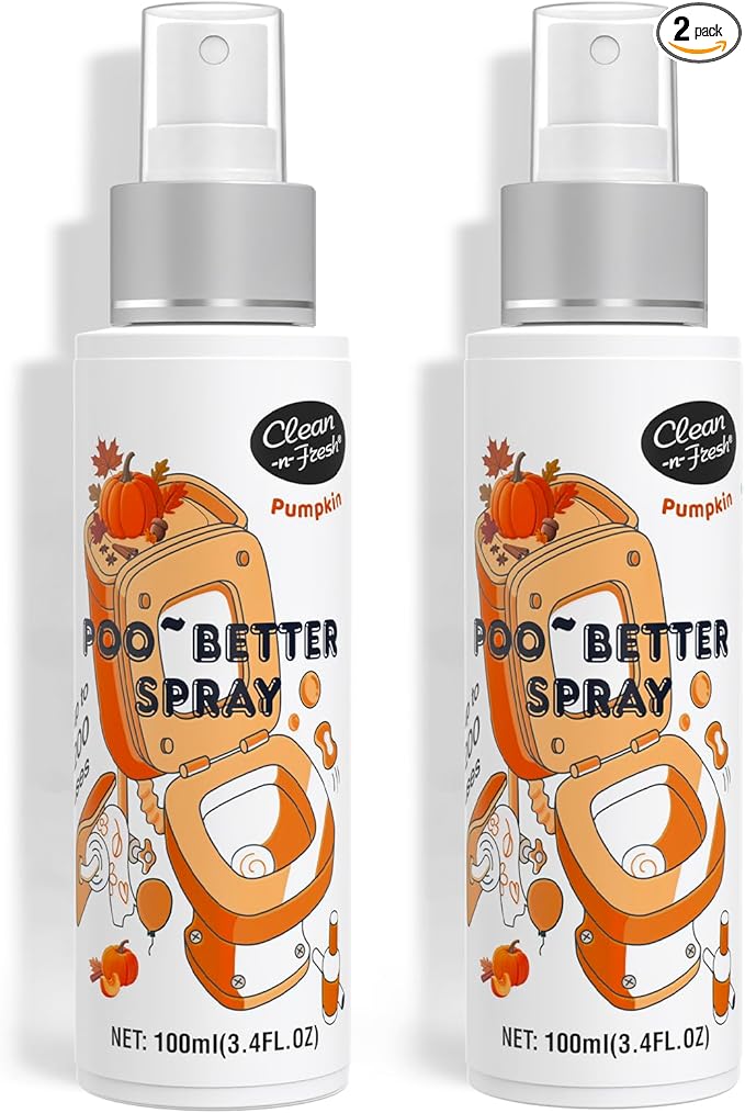 Clean-n-Fresh Toilet Spray 6.8 Fl.Oz, Pumpkin, Bathroom Air Fresheners Spray, Eliminates Bathroom Toilet Odor, for Home or Work, Pumpkin, Cinnamon & Vanilla Scent