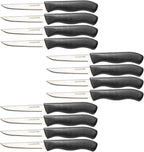 Paring and Garnishing Knife, 12-Piece Set, Knives with Straight Edge 3 Inch Blade, Stainless Steel, Spear Point, Fruit and Vegetable Cutting and Peeling, Black