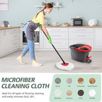 4 Pack Spin Mop Refill Replacement Head Compatible with EasyWring Spinning Mop, with 1 Swivel Mop Base, 100% Microfiber Deep Cleaning Machine Washable - White (1-Tank System)