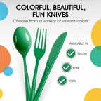 Party Solids Emerald Green Plastic Knives 200 Pcs Green Knives Disposable Utensils Heavy Duty Plastic Cutlery Set Disposable Cutlery Sets Flatware Sets Silverware Set Party Supplies & Party Tableware