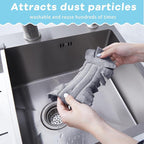 Zubebe 3 Pcs Duster Refill Reusable Fleece Duster Refills Feather Flat Dusters Multi Surface Washable Cleaning Pads Tools for Home, Blinds, Car, Pet, Furniture, Fans (Blue,Green,Gray)