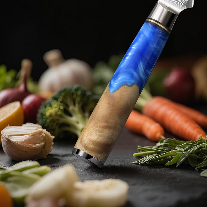 Fillet Knife 6 Inch Damascus Boning Knife for Meat Fish and Poultry Cutting with Super Sharp Japanese Blade with Gift Box and Resin Wood Handle, Ideal Gift for Men and Women