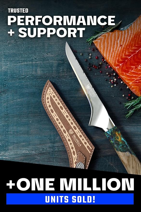 Dalstrong Boning Knife - 6 inch - Valhalla Series - 9CR18MOV HC Steel - Celestial Resin & Wood Handle Gift Knife - Fillet, Meat Cutting, Carving, Bone, Trimming, Deboning - Leather Sheath