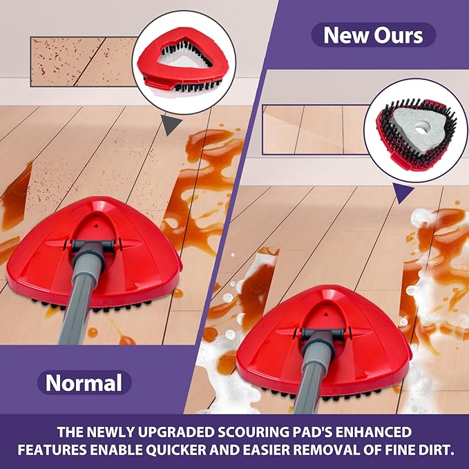 [2025 New Version] 2-Pack Oceda Scrubber Mop Heads for EasyWring 1-Tank System, Stiff-Bristle Brush Head with Built-in Scouring Pad for Deep Cleaning Floors and Tiles