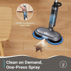 iDOO Electric Mop, Floor Scrubber Electric Spin with LED Headlight, Rechargeable Dust Cordless Dual-Motor, Spray Mop for Hardwood Floor, Clean up to 2350 ft², 46dB Quiet, Gray-4 Pads